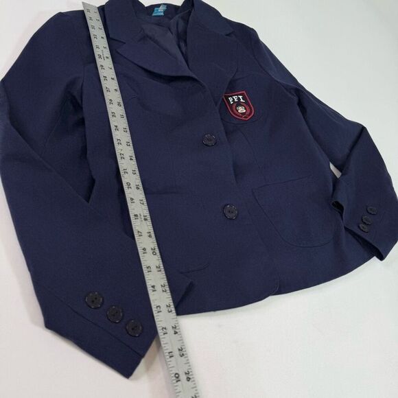 Paul Frank Jacket Blazer Womens Large Navy Blue Preppy Y2K Monkey Logo Patch - Picture 7 of 9